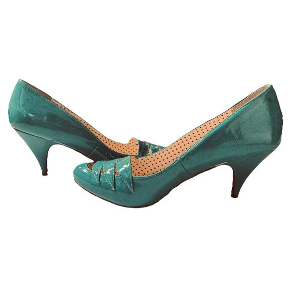 BAIT But Another Innocent Tale Teal patent pumps Size 9 Pin Up Retro Rockabilly - Picture 7 of 11